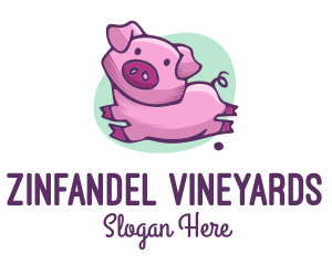 Cute Pink Pig logo design