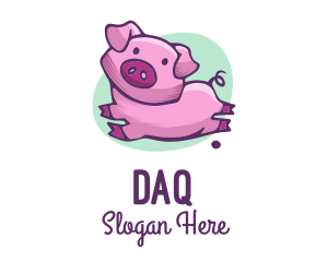 Cartoon - Cute Pink Pig logo design