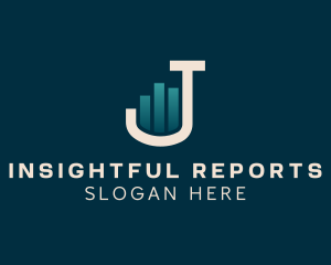 Report - Statistic Chart Business Letter J logo design