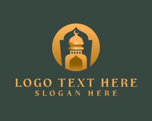 Eid Al Fitr - Golden Muslim Mosque logo design