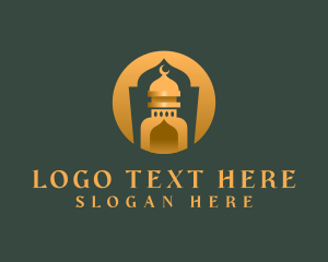 Niqab - Golden Muslim Mosque logo design