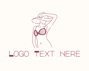 Line Art - Beautiful Sexy Summer Girl logo design