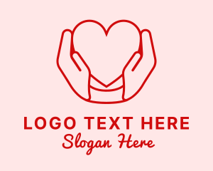 Romantic - Heart Caring Hands logo design