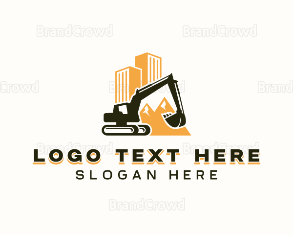 Excavator Construction Builder Logo