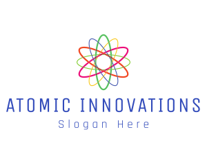 Atom - Colorful Atom Science logo design