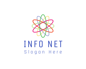 Wiki - Colorful Atom Science logo design
