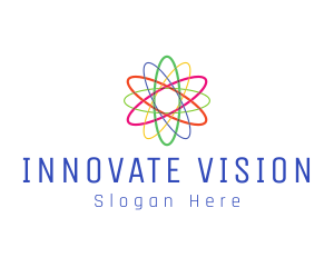 Colorful Atom Science logo design