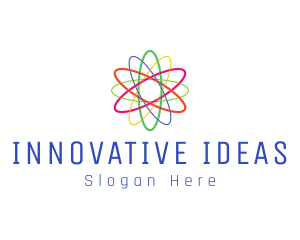 Colorful Atom Science logo design