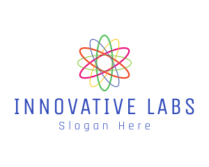 Colorful Atom Science logo design