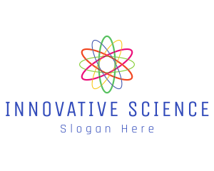 Colorful Atom Science logo design