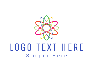 Atom - Colorful Atom Science logo design