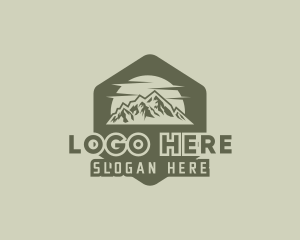 Hills - Rustic Mountain Hexagon logo design