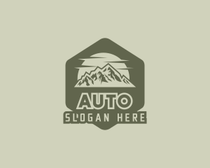 Trekking - Rustic Mountain Hexagon logo design