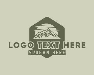 Mountain Climbing - Rustic Mountain Hexagon logo design