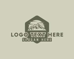 Adventure - Rustic Mountain Hexagon logo design