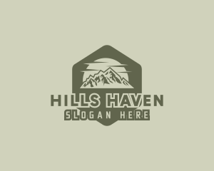 Rustic Mountain Hexagon logo design