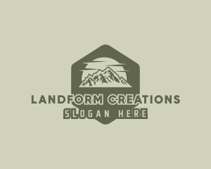 Landform - Rustic Mountain Hexagon logo design