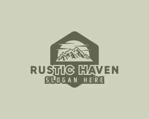 Rustic Mountain Hexagon logo design