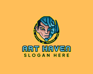 Human Cyborg Robot logo design