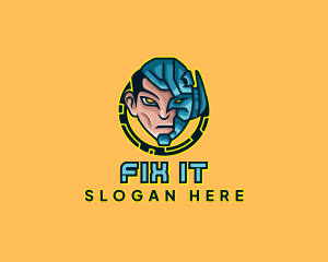 Human Cyborg Robot logo design