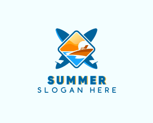 Summer Beach Surfing  logo design