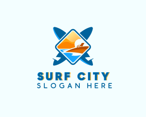 Summer Beach Surfing  logo design