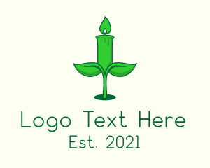 Light - Green Plant Candle logo design