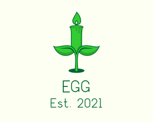 Home Decor - Green Plant Candle logo design