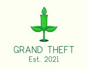 Memorial - Green Plant Candle logo design