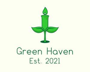 Green Plant Candle  logo design