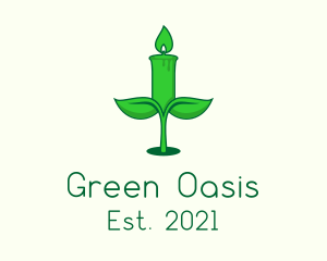 Green Plant Candle  logo design