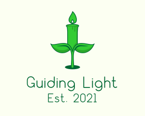 Green Plant Candle  logo design