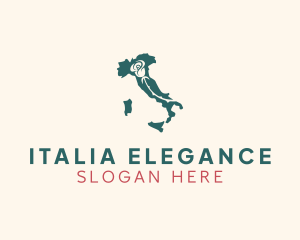 Italy Rose Map logo design