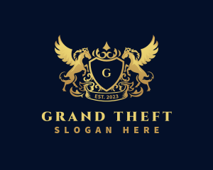 Luxury Shield Pegasus  logo design