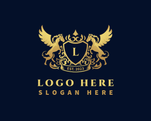 Luxury Shield Pegasus  logo design