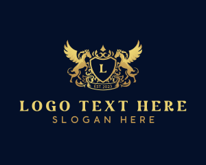 Luxury Shield Pegasus  logo design