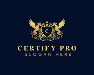 Luxury Shield Pegasus  logo design