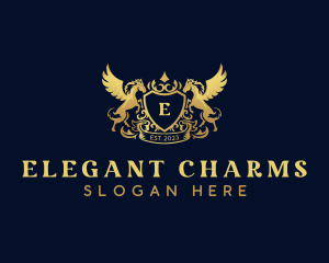 Luxury Shield Pegasus  logo design