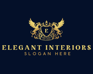 Luxury Shield Pegasus  logo design