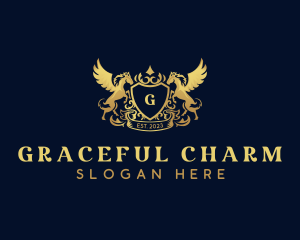 Luxury Shield Pegasus  logo design