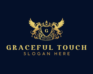 Luxury Shield Pegasus  logo design