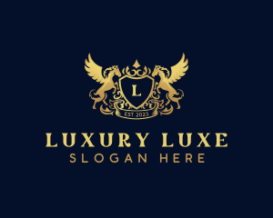 Luxury Shield Pegasus  logo design