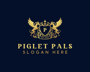 Luxury Shield Pegasus  logo design