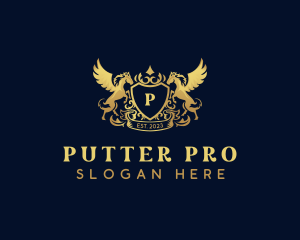 Luxury Shield Pegasus  logo design