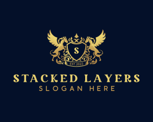 Luxury Shield Pegasus  logo design