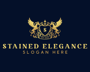 Luxury Shield Pegasus  logo design