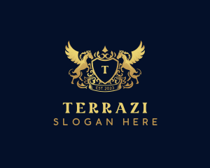 Luxury Shield Pegasus  logo design