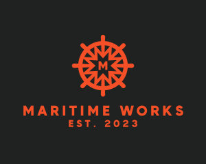 Nautical Boat Sailing Wheel  logo design