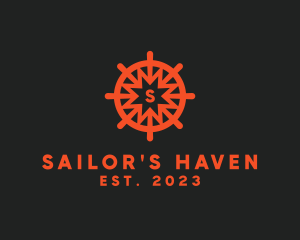 Nautical Boat Sailing Wheel  logo design