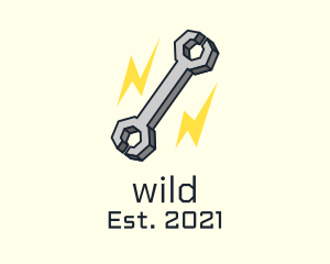 Labourer - Lightning Bolt Wrench logo design